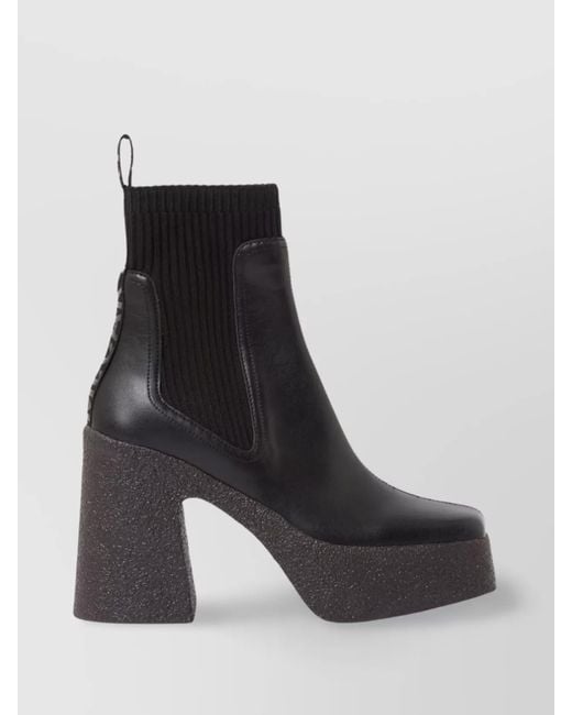 Stella McCartney Black Chunky Heel Lace-Up Platform Boots