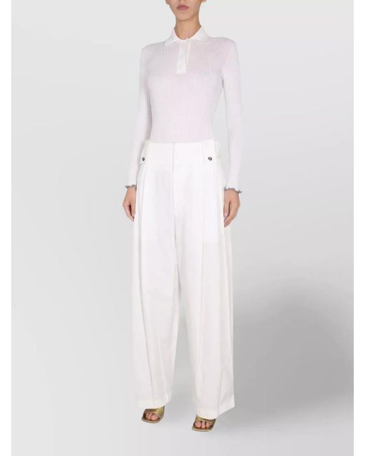 Bottega Veneta White Wide-Leg Trousers