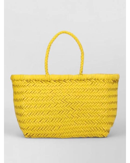 Dragon Diffusion Yellow Beach Bag Braided Handles Woven Design