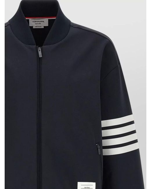 Thom Browne Blue Viscose Bomber Jacket Striped Sleeves for men