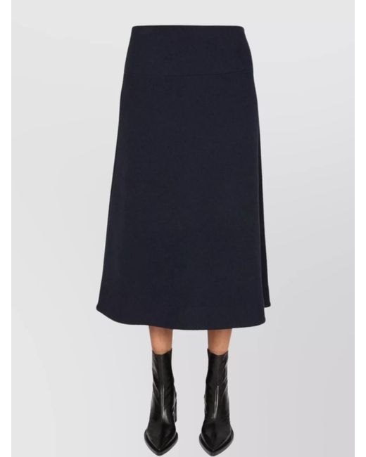 Jil Sander Blue Wool A-Line Midi Skirt