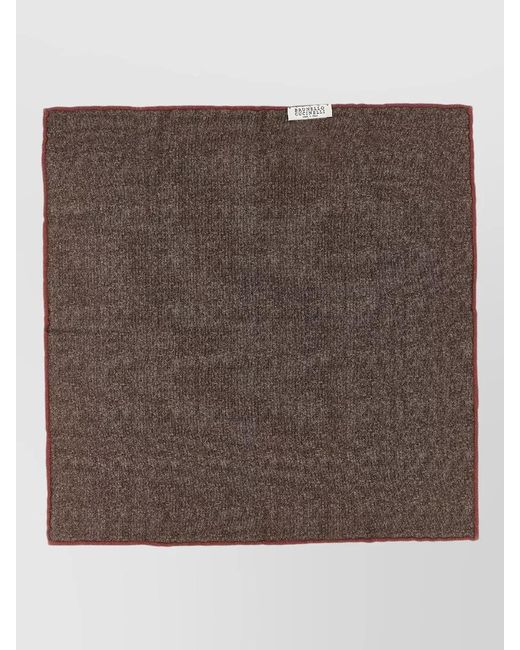 Brunello Cucinelli Brown Silk Pinstripe Pocket Square for men