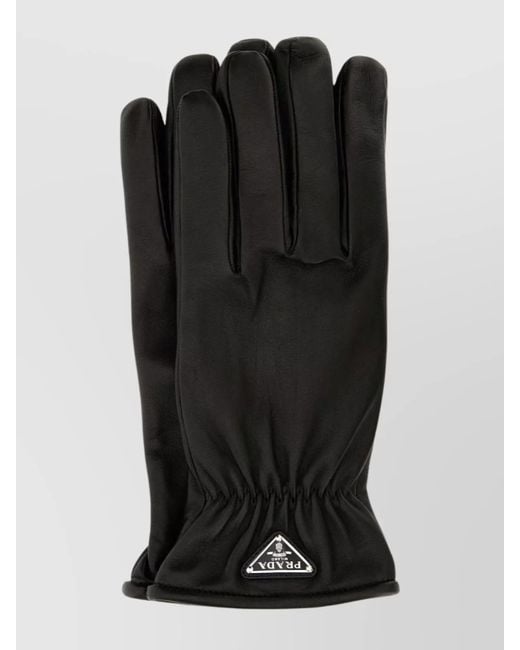 Prada Black Leather Gloves for men