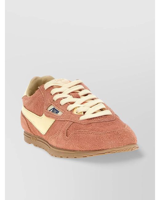 Autry Pink 'Suede Whirlwind Rubber Sole Sneakers'