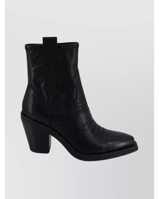 Ash Black Contemporary Western Ankle Boot