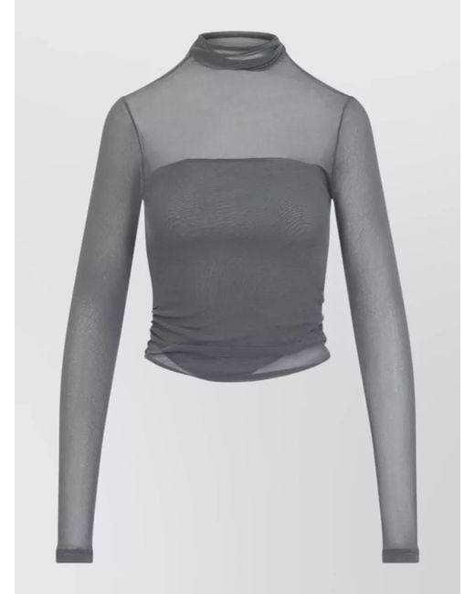 Lemaire Gray Sheer Draped Open-Back Sleeveless Top