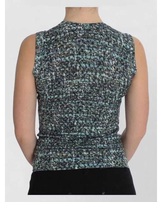 Dolce & Gabbana Blue Wool Sleeveless Pullover Round Neckline