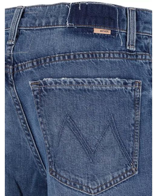 Mother Blue Denim Straight-Leg Jeans