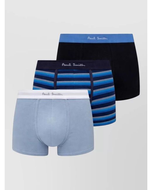 Paul Smith Blue Three Boxers Set Elastic Waistband for men