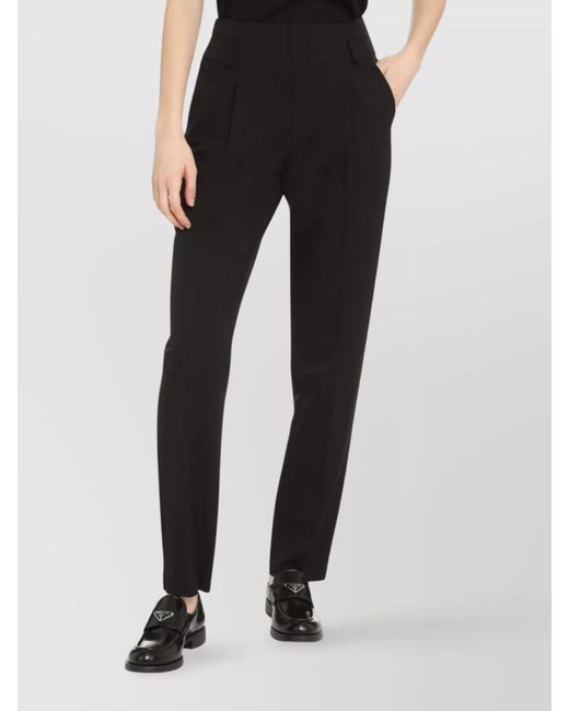 Max Mara Blue Wool Pleated Tapered-Leg Tailored Trousers