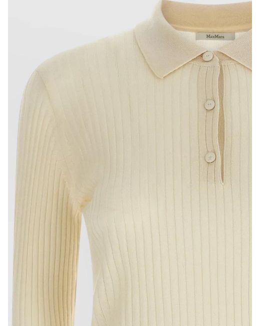 Max Mara Natural Cashmere Silk Polo Top
