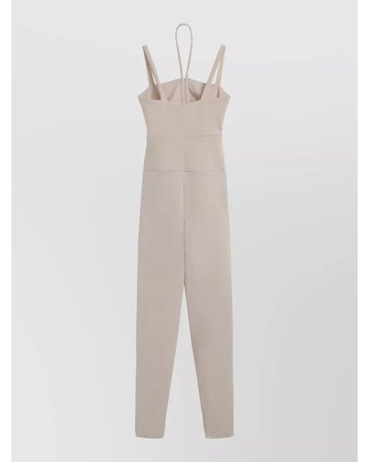 Live The Process White Full Length Jumpsuit Elastic Waist Spaghetti Straps