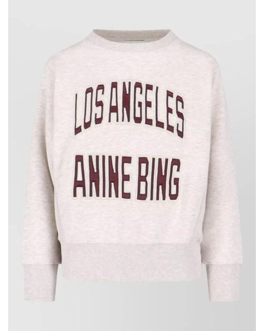 Anine Bing Pink Knit Crew Neck Sweatshirt Ribbed Cuffs Hem
