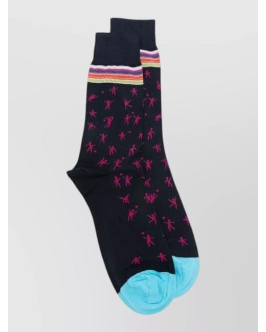Paul Smith Blue Socks Nathan Games Stripe Pattern for men