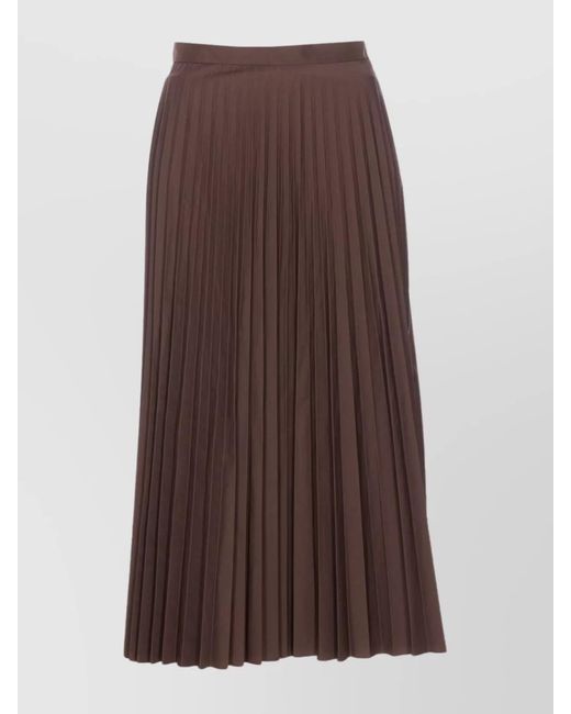 MM6 by Maison Margiela Brown Midi Pleated Skirt High Waist Design