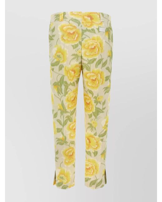 KENZO Yellow Cropped Straight-Leg Trousers