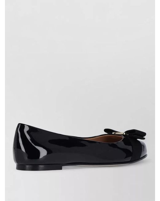 Ferragamo Black Patent Leather Ballerina Flats