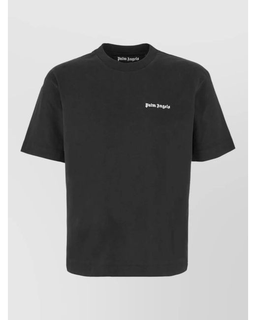 Palm Angels Black Cotton Crew Neck Short Sleeve T Shirt Set for men
