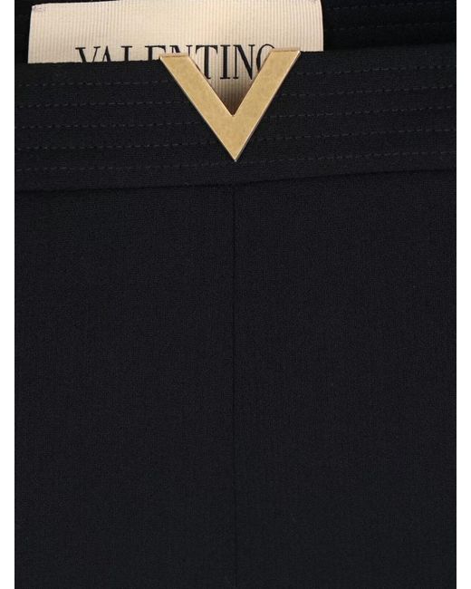 Valentino Blue Virgin Wool High-Rise Cropped Flared Tailored Trousers