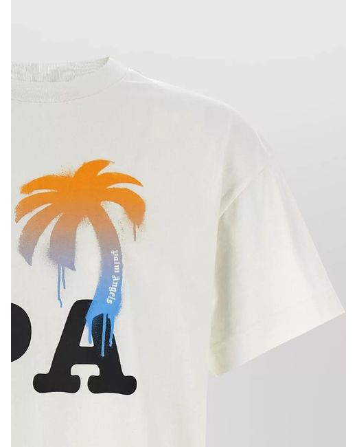 Palm Angels White Love Pa Graphic Crew Neck T Shirt for men