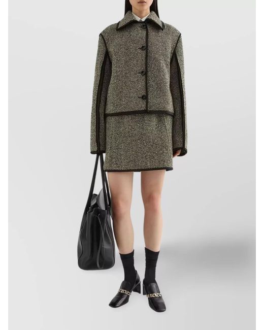 Jil Sander Green Virgin Wool A-Line Skirt
