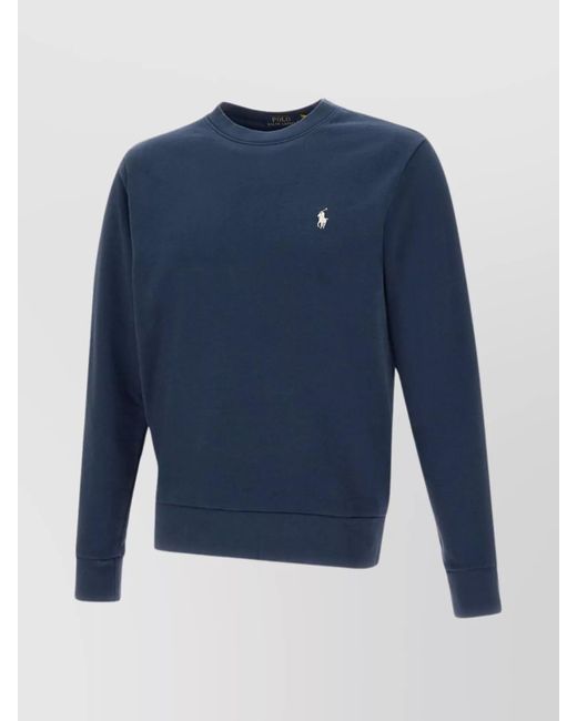 Polo Ralph Lauren Blue Cotton Logo-Embroidered Crewneck Sweatshirt for men