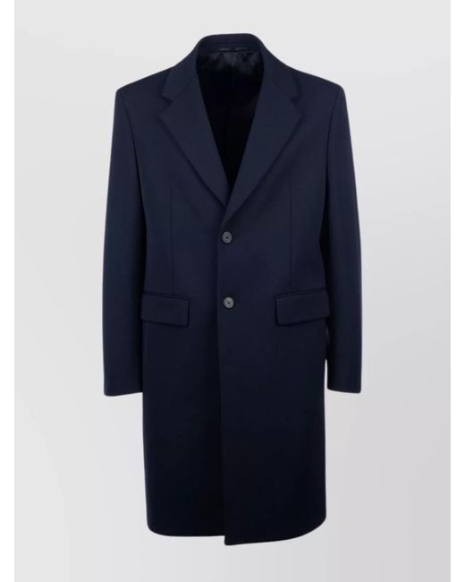 Prada Blue Notch Lapel Flap Pockets Coat for men