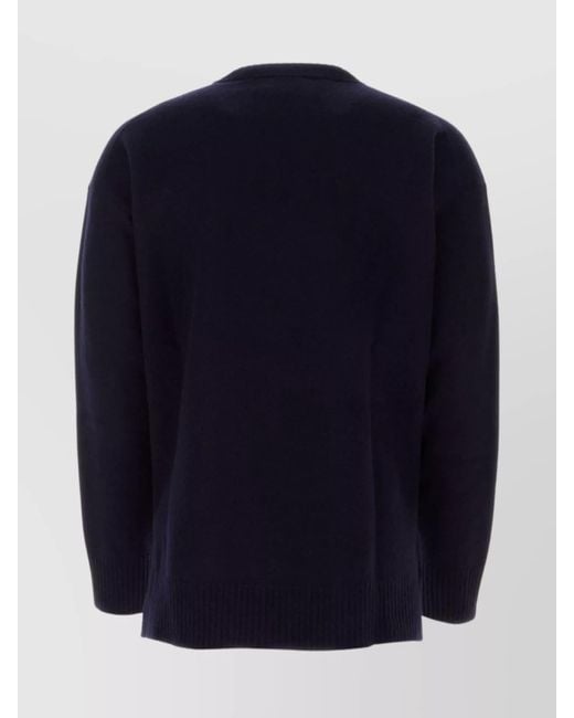 Jil Sander Blue Crew-Neck Wool Sweater for men