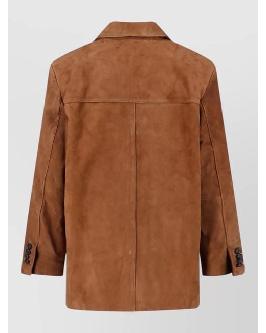 DUNST Brown Coat Button Cuffs Front Pockets Notched Lapel