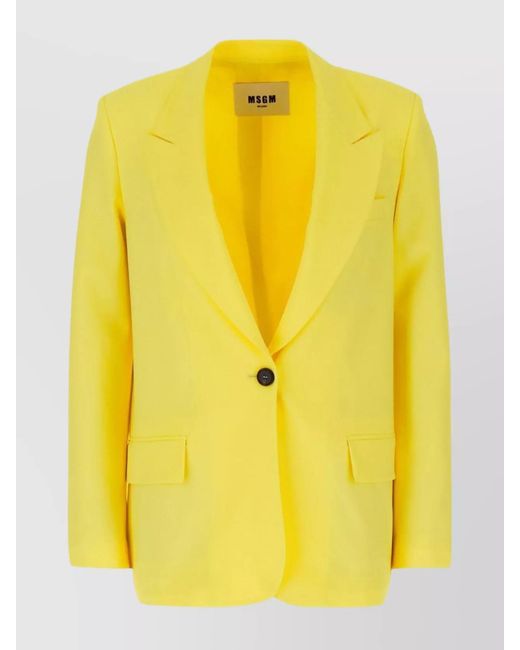 MSGM Yellow Double-Breasted Cotton Blazer