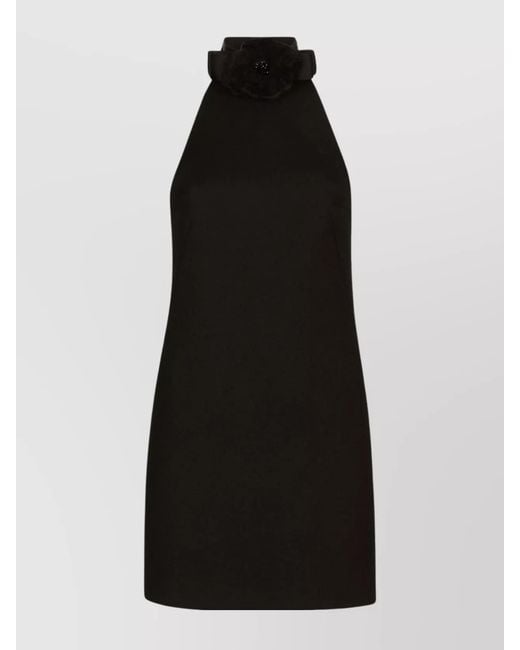 Dolce & Gabbana Black Virgin Wool Sleeveless Open Back Mini Dress