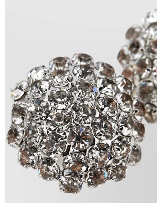 Self-Portrait Metallic Crystal-Embellished Floral Stud Earrings