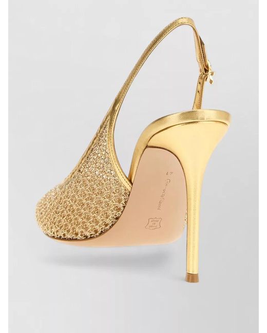 Gianvito Rossi Natural Fabric Slingback Pumps