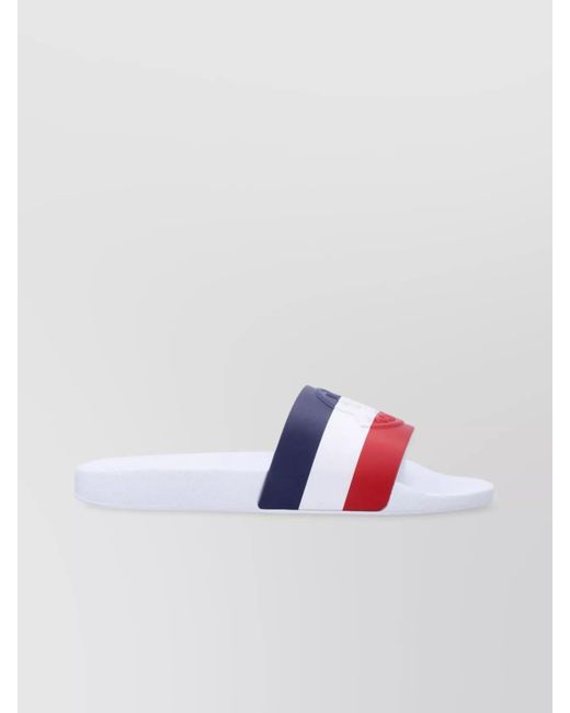 Moncler White Leather Slides for men