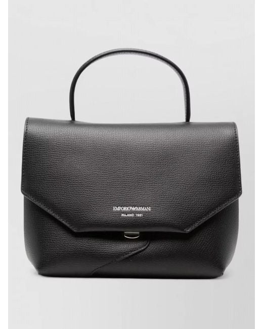 Emporio Armani Black Small Leather Shoulder Bag Top Handle Strap