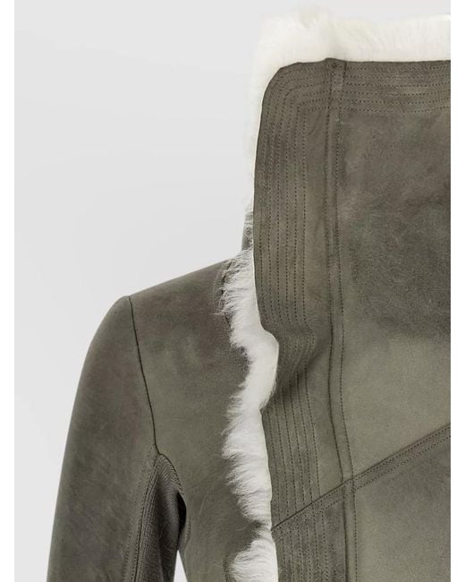 Rick Owens Green Naska Coat Tailored Fit Asymmetrical Hem