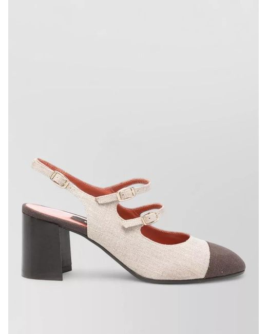 CAREL PARIS Pink Papaya Slingback Pumps Almond Toe Block Heel