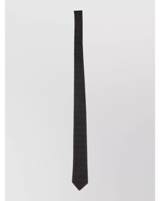 Ferragamo White Slim Jacquard Tie Featuring Gancini Pattern for men