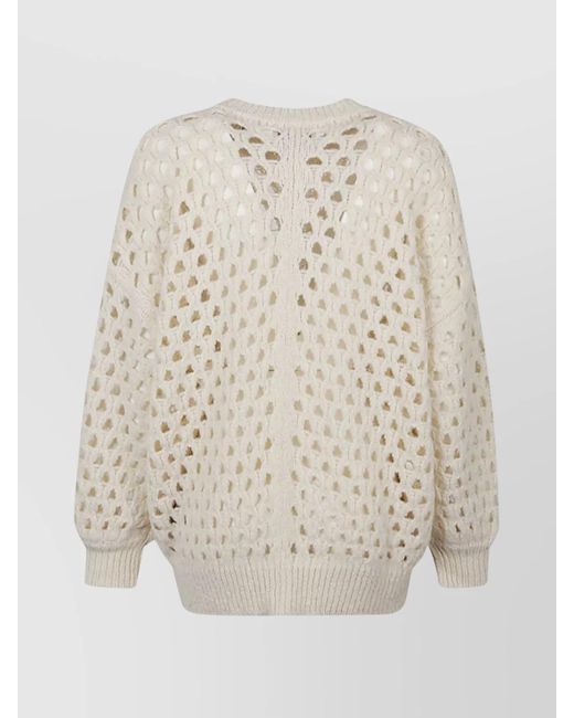 Isabel Marant White Alpaca Wool Crew-Neck Long-Sleeve Jumper