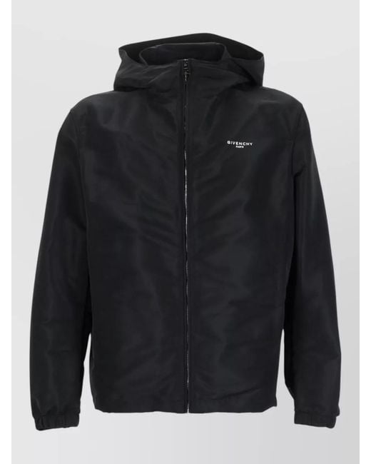 Givenchy Blue Hooded Coat Featuring Practical Elastic Cuffs for men
