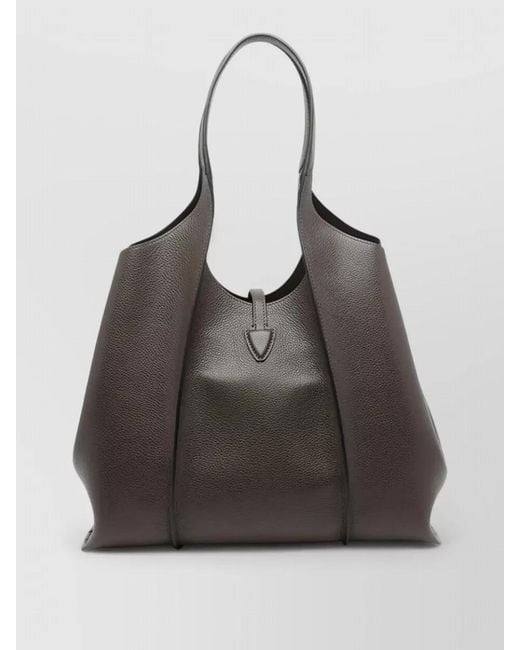 Tod's Gray T Medium Structured Leather Tote Double Handles