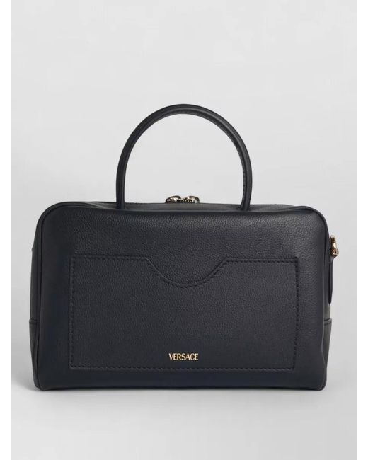 Versace Blue La Medusa Leather Crossbody Bag