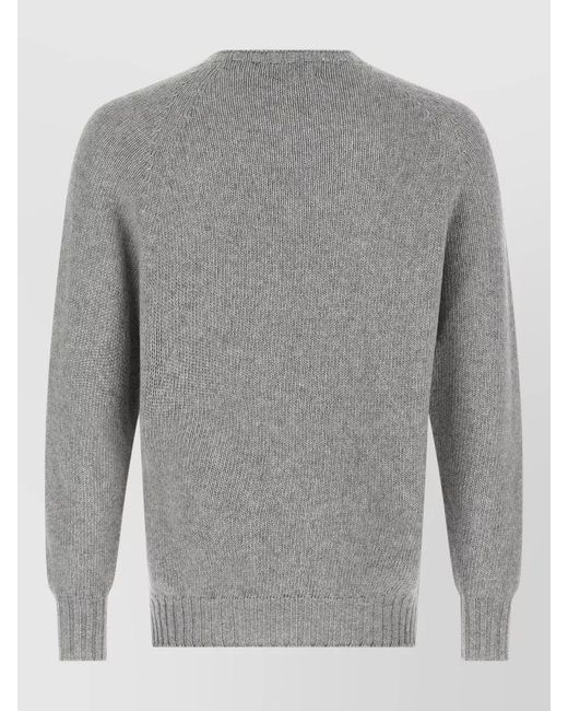 Ma'ry'ya Gray Cashmere Crew Neck Sweater Ribbed Cuffs Hem for men