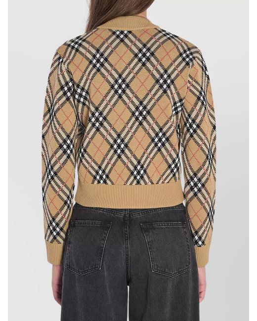 Burberry Black Checked Wool Zip Cardigan