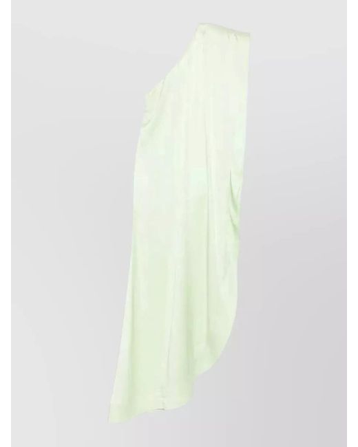 Stella McCartney White One Shoulder Satin Draped Evening Gown