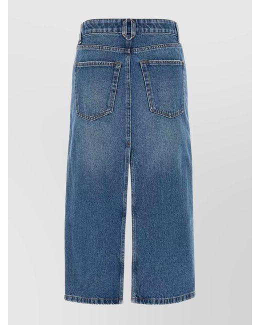 Stella McCartney Multicolor Denim Tweed Paneled Mid-Length Straight Skirt