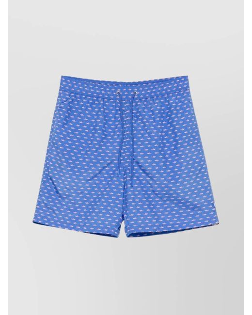 Paul & Shark Blue Shark Print Swim Shorts for men