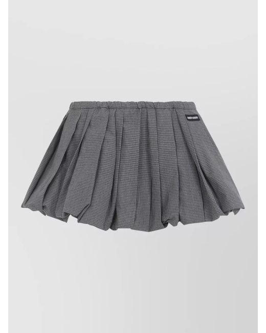 Miu Miu Gray Pleated Check Mini Skirt Side Pockets