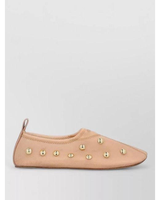 Chloé Pink Mesh Studded Ballerina Shoes