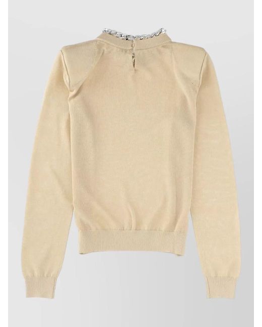 Circus Hotel Natural Chain Detail Top Long Sleeve Design